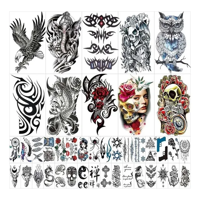 42 Tatuaje Tatto Temporal Falso Brazo Pierna Hombre Mujer