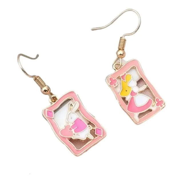 Aretes Alicia En El País De Las Maravillas Wonderland Cartas