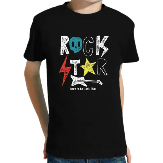 Franela Niños En Algodón Estampado Rock Talla 8 10 12 14 16