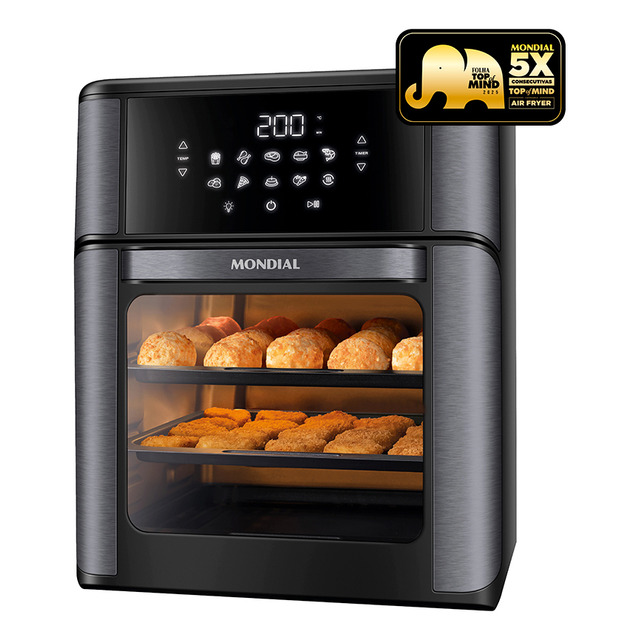 Fritadeira Elétrica Afon-12l-bg Forno Oven 12 Litros Preto Mondial 127v