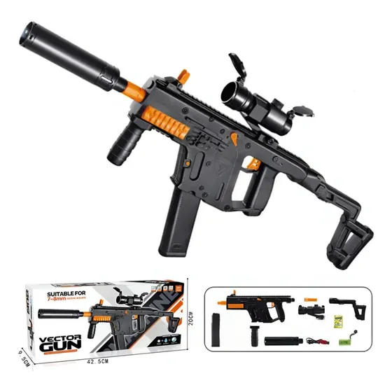 Fusil De Asalto Con Balas Hidrogel Batería Digital Vector