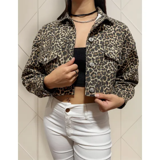 Campera Animal Print Mujer Soluna Moda Corta