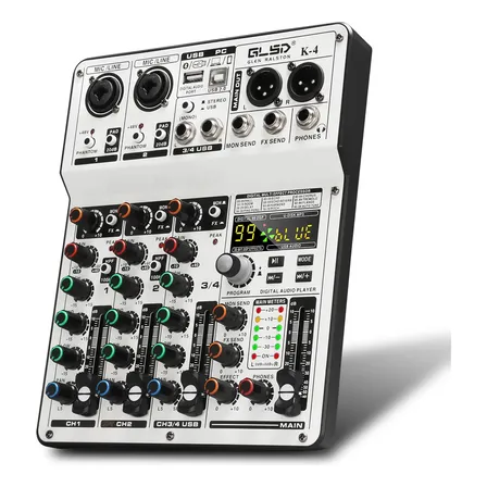 Mesa De Som Glsd K-4 Mixer 4canais 99 Efeitos Dsp Bluetooth 127/220v