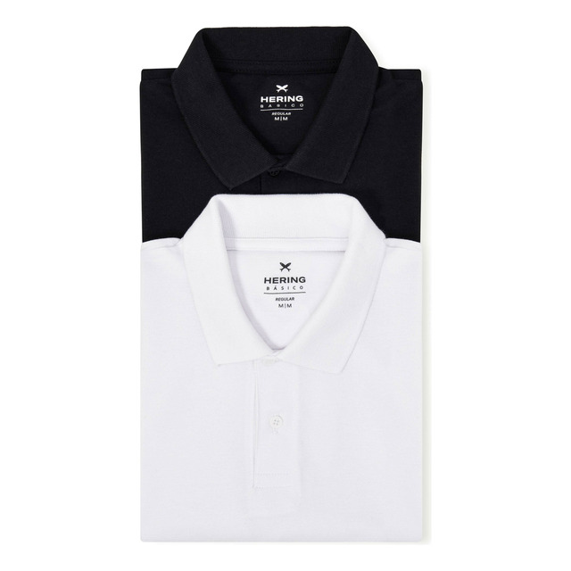 Kit Com 2 Camisas Polo Básicas Masculinas Hering Kit Com 2 Camisas Polo Básicas Masculinas Hering