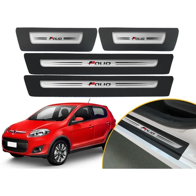 Jogo De Soleira Resinada Fiat Palio Modelo Aço Escovado Drop
