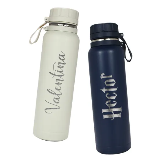 Botella Deportiva 1l Termo Acero Personalizada Laser 2pzas