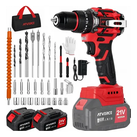 Furadeira Parafusadeira De Impacto Brushless 21v 2 Baterias Vermelho 127/220v 60