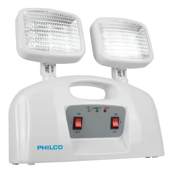 Lampara De Emergencia Led 2 Focos Philco Certificado Sec Color Blanco