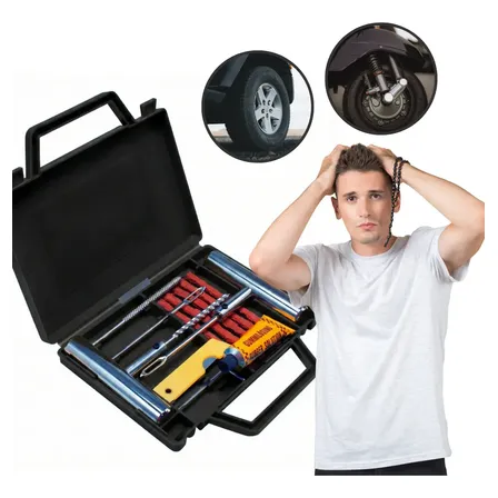 Kit Remendo Metal Reparo Macarrão Pneu Carro Moto Com Maleta