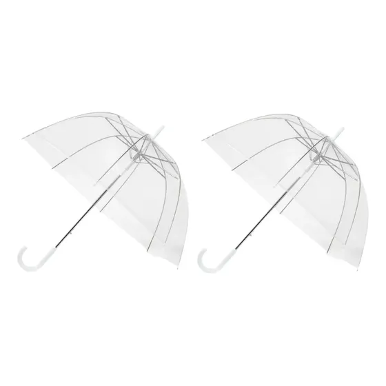 2p Paraguas Transparente Forma De Hongo Pvc Sombrilla Lluvia
