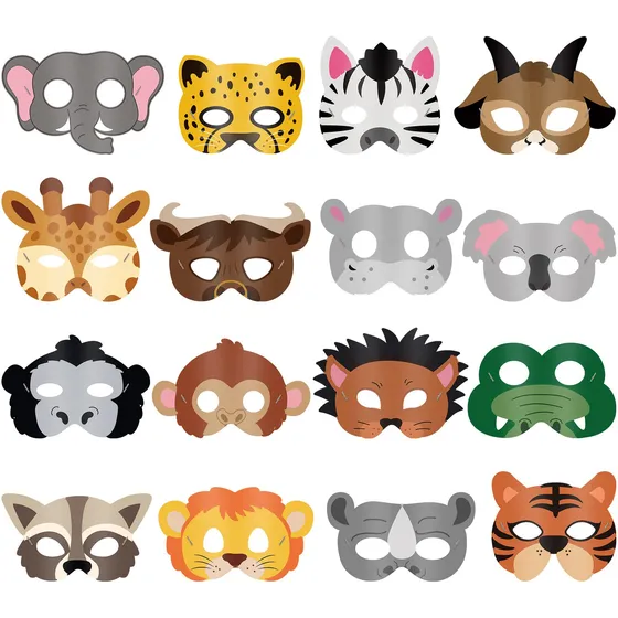 Máscaras De Animales Party Favors Bulu Jungle Safari Kids (1