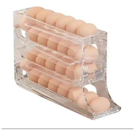 Porta Ovos Rolante Organizador Geladeira 4 Andares 30 Ovos Nude