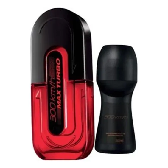 Set 300km/h Max Turbo Perfume Masculino 100ml + Deo Roll On
