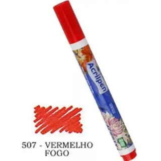 Caneta Marcador Permanente Acrilex Para Tecidos Acrilpen -cor Vermelho Fogo Caneta Marcador Permanente Acrilex Para Tecidos Acrilpen -cor Vermelho Fogo