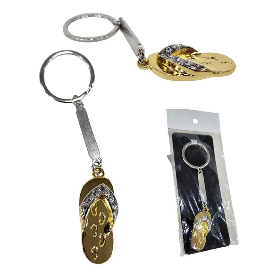 Llavero Ojota Mini Gold C/stras 11cm   