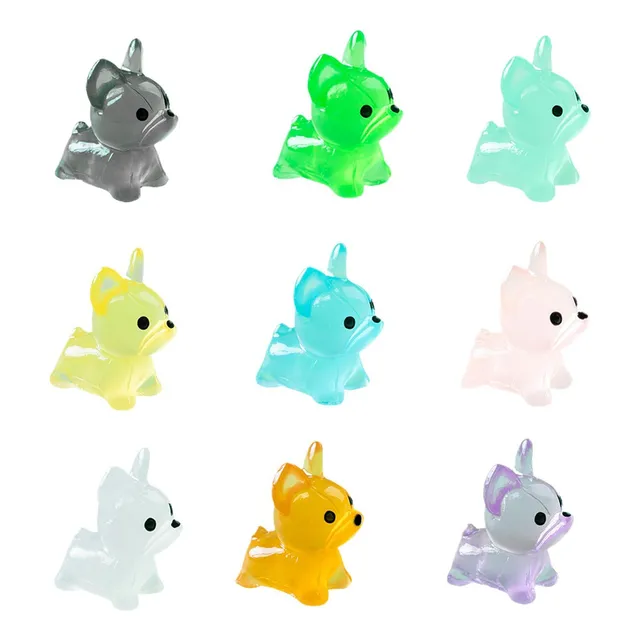 Miniatura De Cachorro De Resina Noctilucente, 9 Unidades, Mi