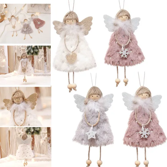 4 Peças De Decoração De Árvore De Natal, Pingente De Anjo