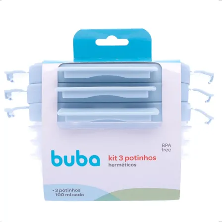 Kit 3 Potinhos Herméticos Azul 100ml Buba E
