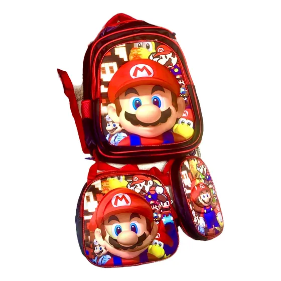 Bolso Morral Escolar Lonchera Cartuchera 3d Mario Spiderman