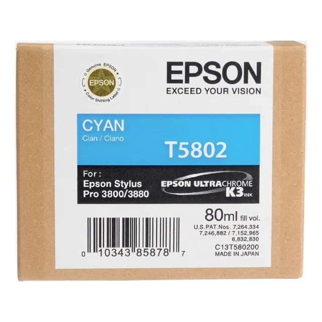 Tinta Epson T5802 T580200 Color Cyan