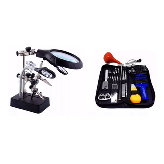 Pack Lupa Escritorio Soporte Led+ Set Herramientas Relojeria Pack Lupa Escritorio Soporte Led+ Set Herramientas Relojeria