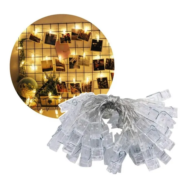 Luz Led Pinza Fotos X20 Luces Gancho Extensión Decorativa
