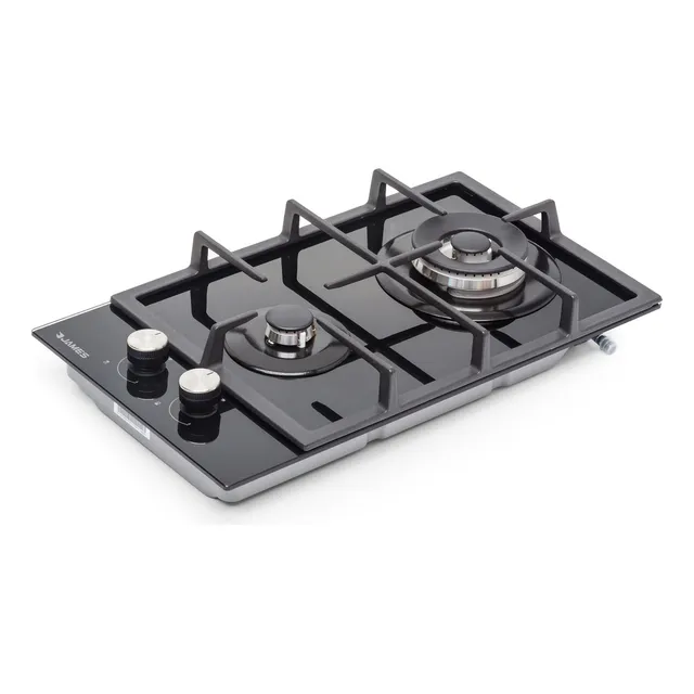 Anafe James 2 Hornallas Gas Vidrio Eh Color Negro