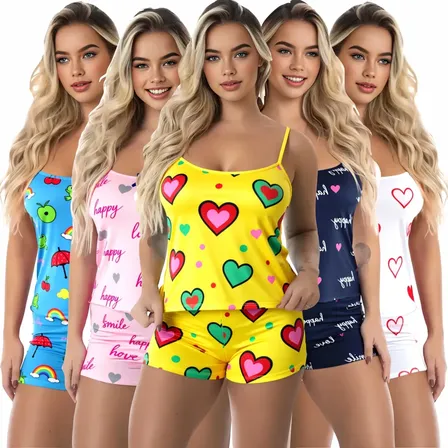 Kit 7 Pijamas Femininos Baby Doll Microfibra Dormir Aleatórias Estampadas M