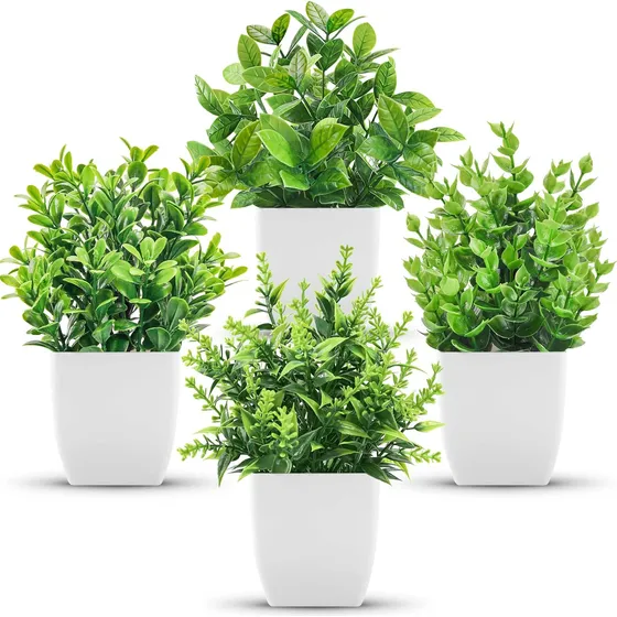 Planta Artificial Pequeña Para Decorar, Paquete De 4 Unidade