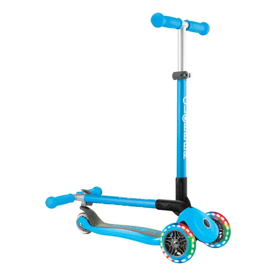 Globber Monopatin Primo Portátil C/luces Celeste 432-101-2