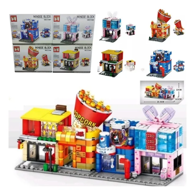 Set X 4 Centro Comercial Bloques Para Armar - Pack Completo