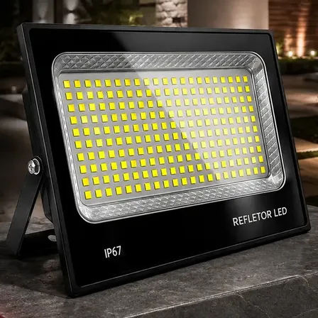 Refletor Super Led 600w Ip67 Holofote Bivolt Prova D'água Branco Frio 6500k Preto Commlite
