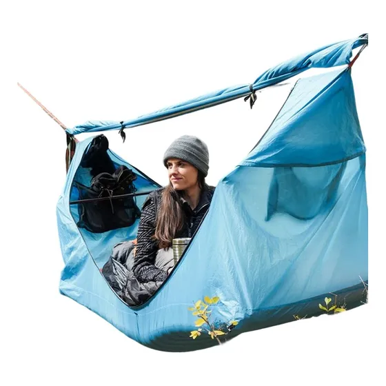 Hamaca De Nylon Para Camping Con Mosquitero Colchón Inflable