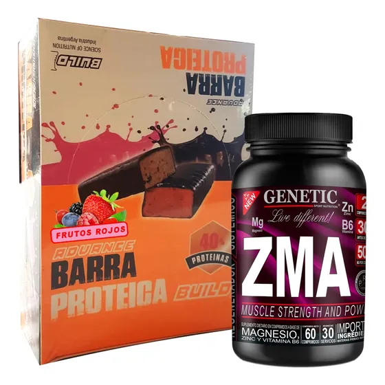 Barras 40% Proteínas + Zma Zinc Magnesio Vitamina B6 Genetic