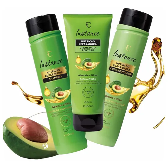 Instance Abacate E Oliva Shampoo + Cond + Creme Para Pentear
