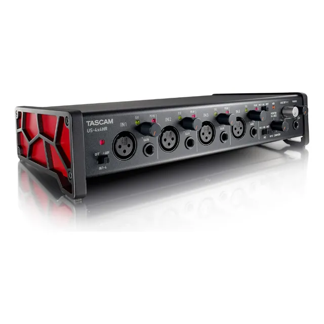 Interfaz De Audio Tascam Us-4x4hr 220v Negra Y Roja.