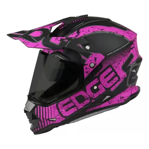 Casco Moto Integral Edge Cross  Doble Proposito Doble Visor