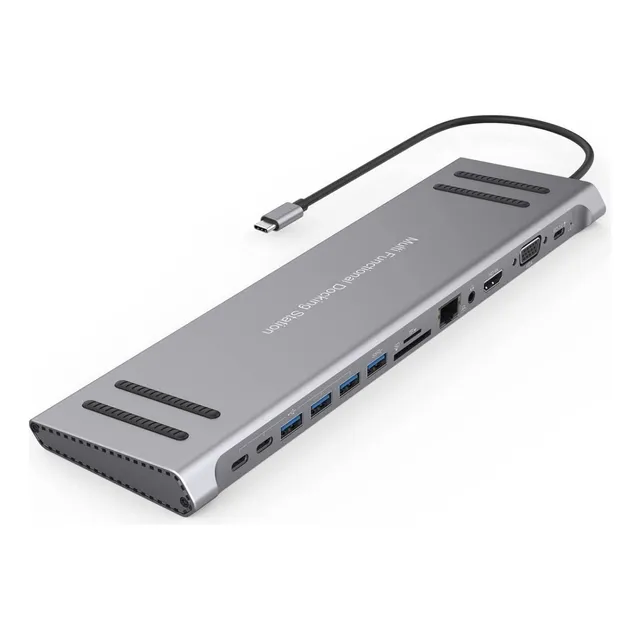 Hub Usb-c 14 En 1 - Compatible Con Mac Y Windows Gris