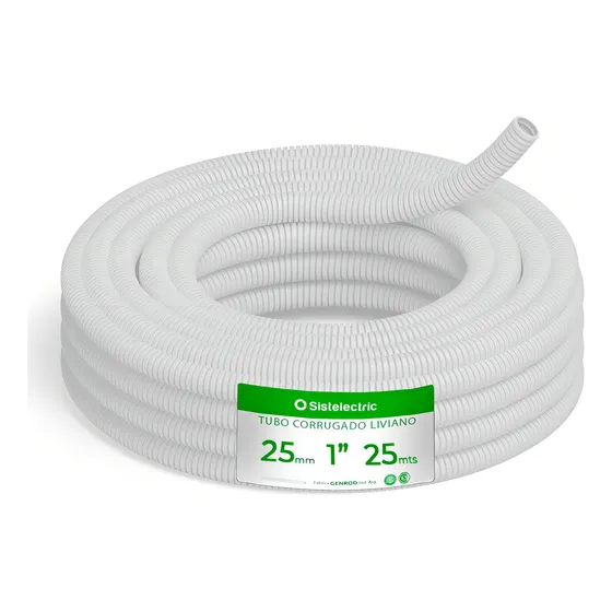 Caño Corrugado Blanco 1 Pulgada Genrod X 25mts Iram