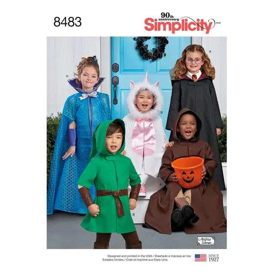Pattern 8483 del Niño Capa Patron Costura Para Disfraz Talla