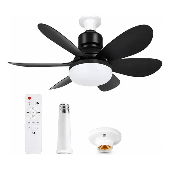 Ventilador de Teto SolViva Com Luz LED e Controle Remoto Preto 52 cm