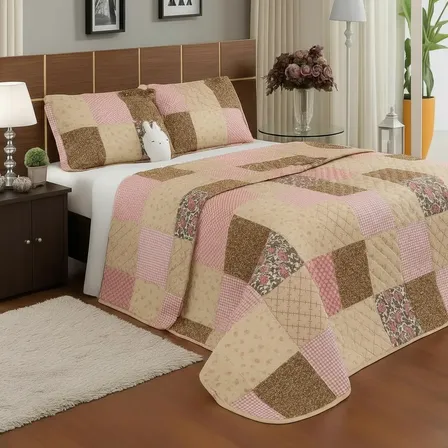 Cobre Leito Casal Estampas 3 Peças 180 Fios Mel Vest Floral Estampado