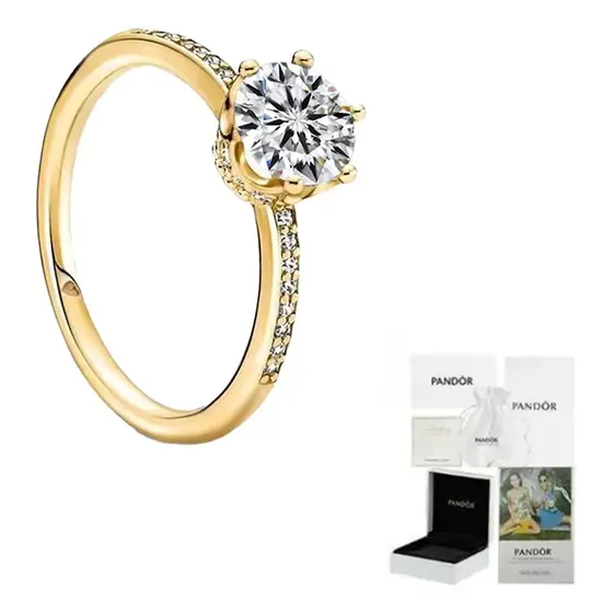 Anel Solitário Ouro Amarelo 14k Com Brilhante ~~ — foto 2