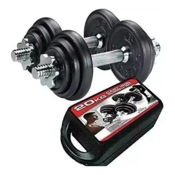 Kit Pesas Mancuernas 20 Kg 40 Lb Gimnasio Portatil + Estuche Color Negro