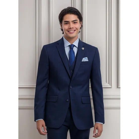 Saco Hombre Separates Fit Slim Tejido Cuadros Vittorio Forti Azul Cuadros 44r