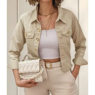 Jaqueta Jeans Feminino Colorida Moda Curta Desfiada Promoção Jaqueta Jeans Feminino Colorida Moda Curta Desfiada Promoção