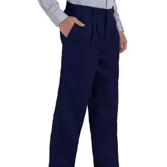 2 Pantalónes Escolar Con Pinza Gabardina Azul Marino.