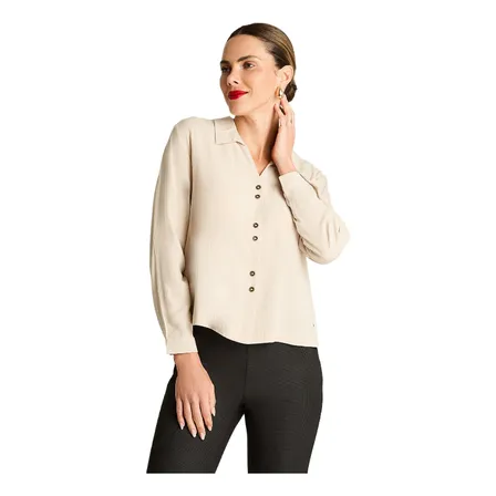 Blusa Tela Fantasia Escote V Arena Mujer Invierno Hasta Xxl