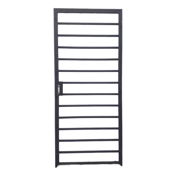 Puerta Reja Tubos Horizontales Reforzada Con Cerradura