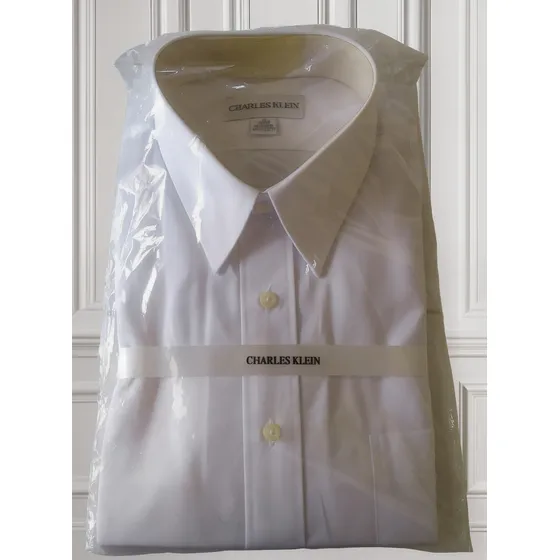 Camisa Vestir Blanca Charles Klein 17/32-33 Algodón M Larga